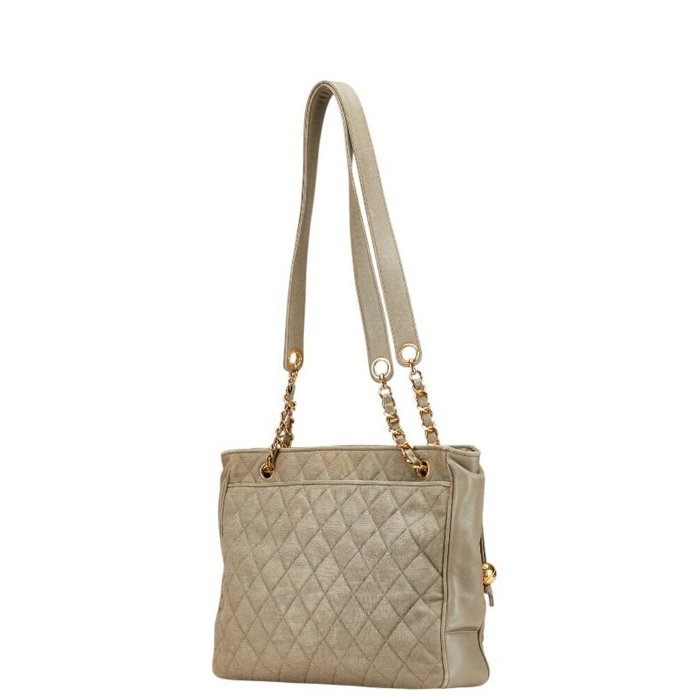 CHANEL Gray Leather Logo Tote Bag - Picture 2 of 14